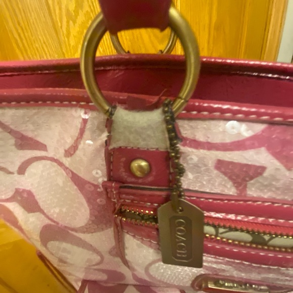Coach Pink Signature Pattern Tote - Picture 10 of 13